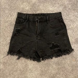 Black jean shorts
